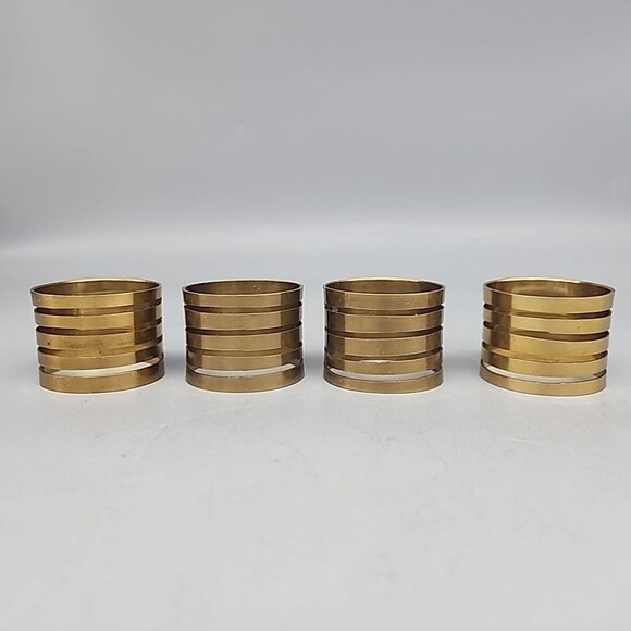 Vintage Brass Napkin Rings Mcm Set Of 4 - Picture 1 of 4